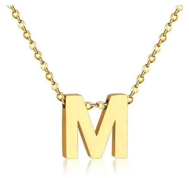 فيروز جوليري قلادة حرف صغيرة مطلية بالذهب عيار 18 قيراط من الستانلس ستيل، قلادة حرف شخصية مخصصة - Image 1